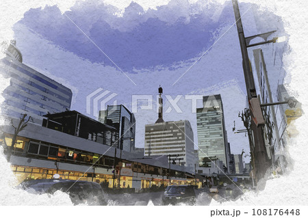 水彩画風 有楽町 東京交通会館と銀座インズ 東京都千代田区 水彩画風 有楽町 東京交通会館と銀座インズ 東京都千代田区 108176448