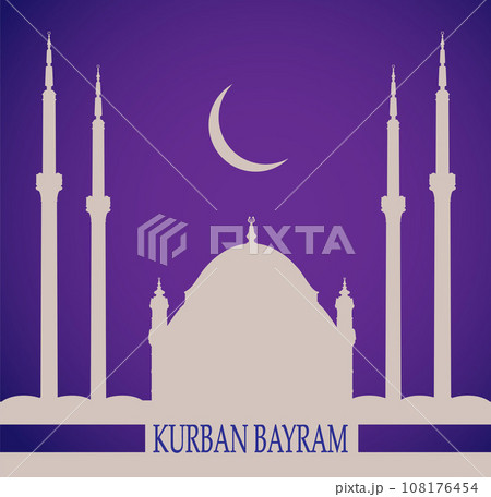 Kurban Bayram is a religious holiday celebrated by Muslims all over the world. Vector. 108176454