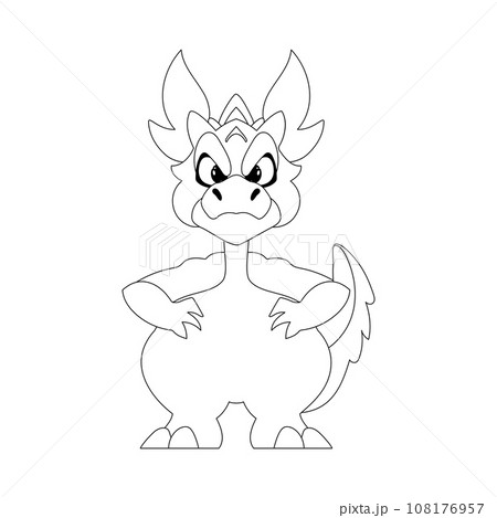 Mystical Shaolin warrior in the form of a Chinese dragon cartoon character. Coloring style Mystical Shaolin warrior in the form of a Chinese dragon cartoon character. Coloring style 108176957