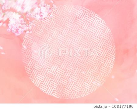 桜と和柄のかわいい背景 桜と和柄のかわいい背景 108177196