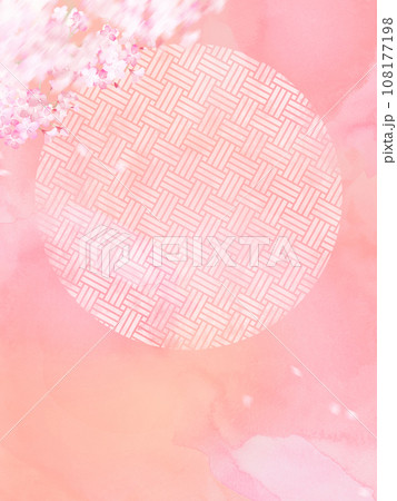 桜と和柄のかわいい背景 108177198