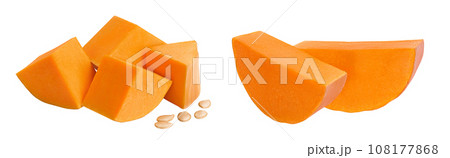 butternut squash slice isolated on white background with full depth of field butternut squash slice isolated on white background with full depth of field 108177868