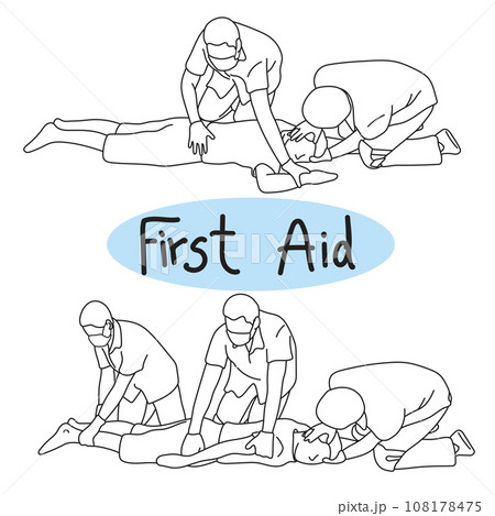 Medical emergency paramedic rescue team first aid at work illustration vector hand drawn isolated on white background 108178475