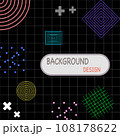 Colorful abstract background vector.  illustration of geometric shapes and pattern. Created by overlapping on a black and gray checkered pattern. 108178622