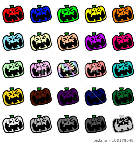 ハロウィン　笑うジャックオランタン　カラフル25個セット 108178649