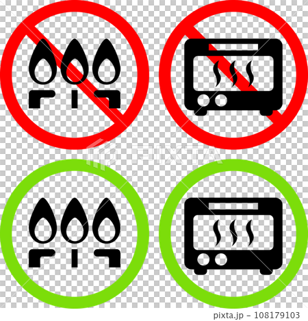 用於禁止和應對明火和烤箱的圖示集 108179103