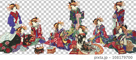 Ukiyo-e courtesan illustration Ukiyo-e courtesan illustration 108179700