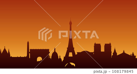 Paris City skyline. Silhouette City Paris France background. Vector illustration 108179845