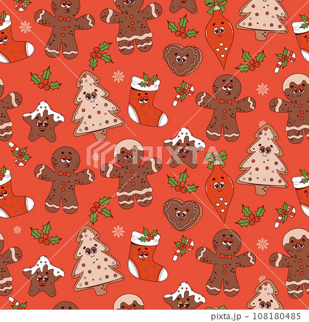Gingerbread Man Christmas Wrapping Paper Seamless Pattern Stock Photo,  Picture and Royalty Free Image. Image 66974701.