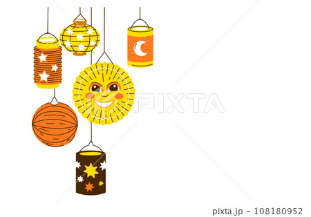 Vector Lanterns composition for saint martin day traditional in Germany Vector Lanterns composition for saint martin day traditional in Germany 108180952