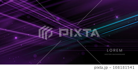 Abstract purple and blue light rays on black background with lighting effect and bokeh. Abstract purple and blue light rays on black background with lighting effect and bokeh. 108181541