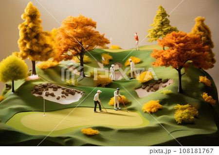 秋のゴルフ場(3D)ジオラマ 秋のゴルフ場(3D)ジオラマ 108181767