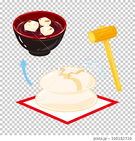 鏡開きしたお餅とお汁粉 鏡開きしたお餅とお汁粉 108182310