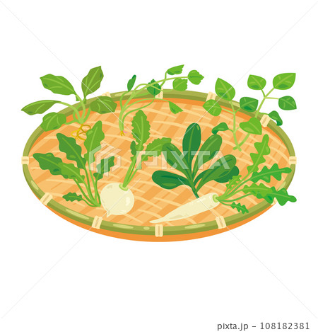 ザルに盛られた春の七草 108182381