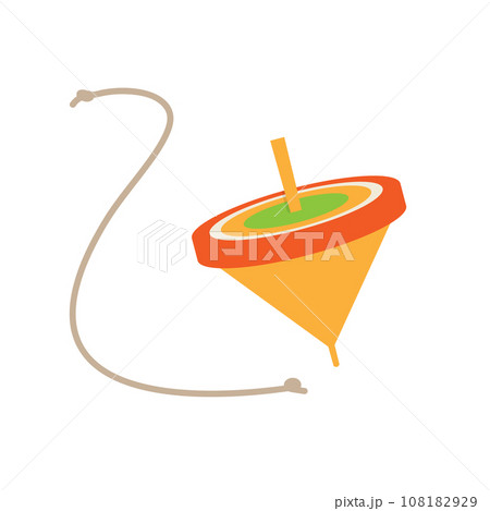 日本の昔遊び　独楽回しのイラスト素材 108182929