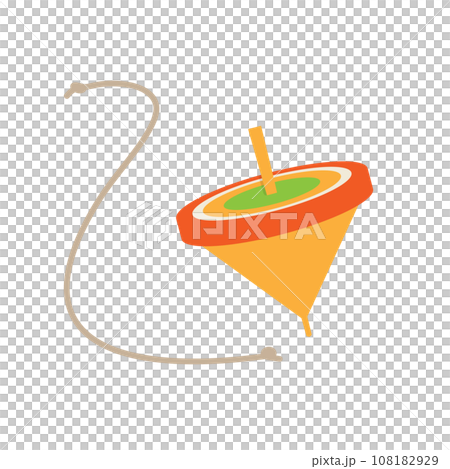 日本の昔遊び　独楽回しのイラスト素材 108182929