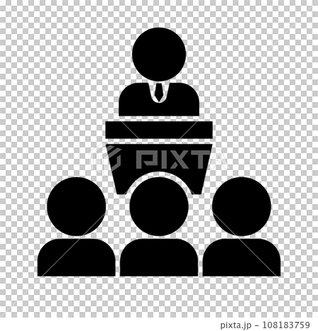 政治家の選挙演説のシルエットアイコン。ベクター。 政治家の選挙演説のシルエットアイコン。ベクター。 108183759