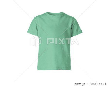 The isolated mint green colour blank fashion tee front mockup template 108184451