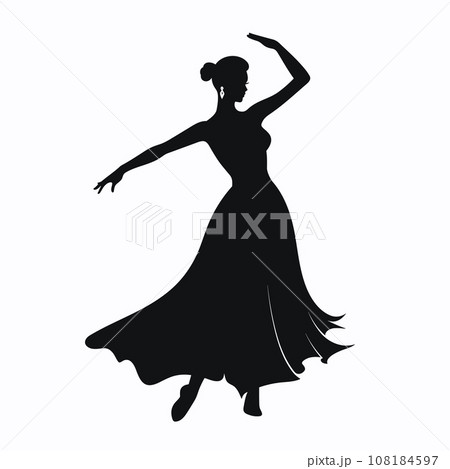 Dancer black icon on white background. Dancer silhouette 108184597