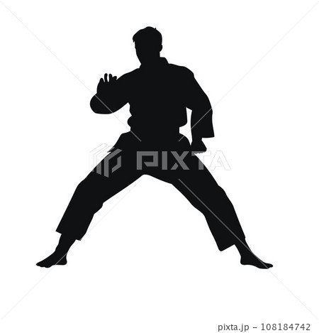 Martial art black icon on white background. Martial art silhouette 108184742