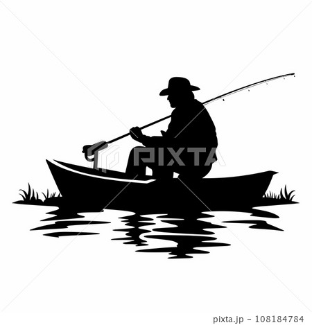 Fisherman black icon on white background. Fisherman silhouette 108184784