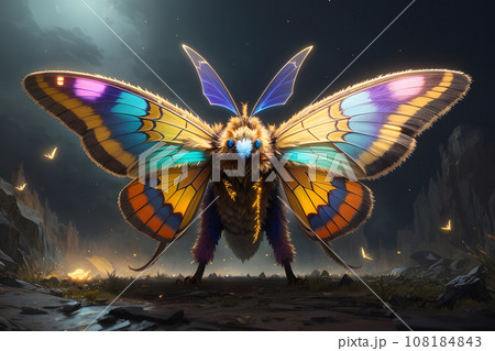 A Moth Monster, Attacking, Finely detailed features, Intricate brush strokes 108184843
