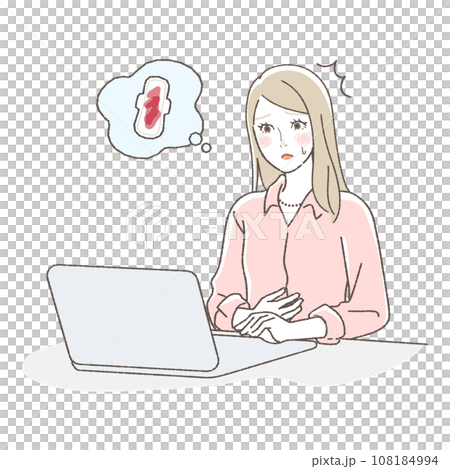 仕事中に生理が心配な女性のイラスト 仕事中に生理が心配な女性のイラスト 108184994