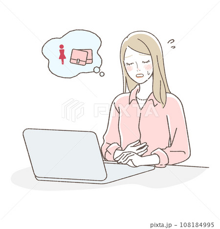 仕事中に生理が心配な女性のイラスト 仕事中に生理が心配な女性のイラスト 108184995
