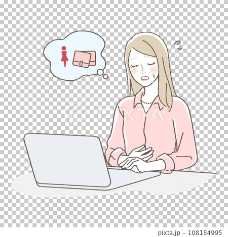 仕事中に生理が心配な女性のイラスト 仕事中に生理が心配な女性のイラスト 108184995