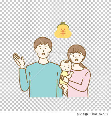 Illustration material of young couple and wallet icon 108187484