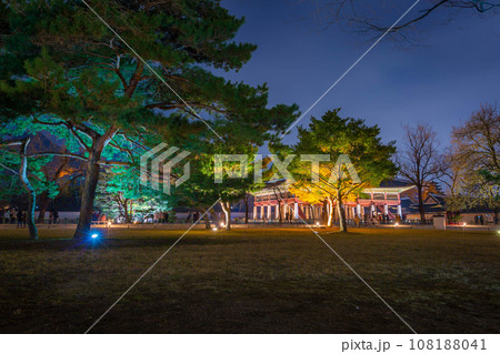Gyeongbokgung Palace at night is beautiful, Seoul, South Korea. 108188041