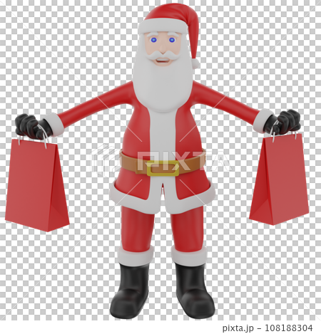 Santa with shopping bag 3D Character Santa with shopping bag 3D Character 108188304