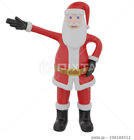 santa front view raising one hand 3D Character 108188312