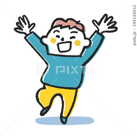 万歳と飛び上がる小さい子供 イラスト素材 万歳と飛び上がる小さい子供 イラスト素材 108188832