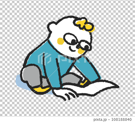 A small child reading a picture book enthusiastically Illustration material A small child reading a picture book enthusiastically Illustration material 108188840