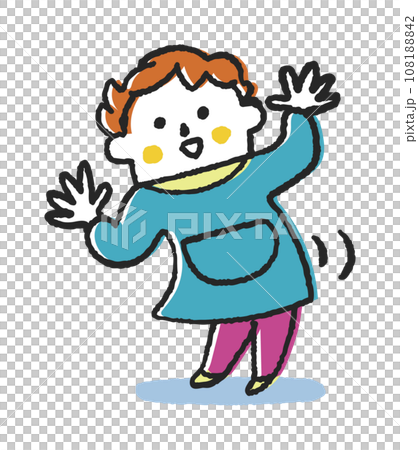 お尻を振り手を上下させてダンスする小さい子供 イラスト素材 お尻を振り手を上下させてダンスする小さい子供 イラスト素材 108188842