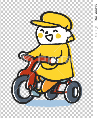 誇らしげに元気に三輪車をこぐ小さい子供　イラスト素材	 108188843