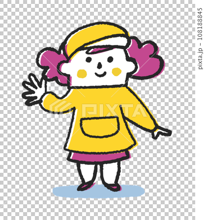 A small child waving towards me Illustration material 108188845