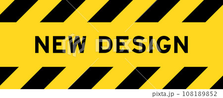 Yellow and black color with line striped label banner with word new design Yellow and black color with line striped label banner with word new design 108189852