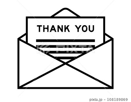 Envelope and letter sign with word thank you as the headline Envelope and letter sign with word thank you as the headline 108189869