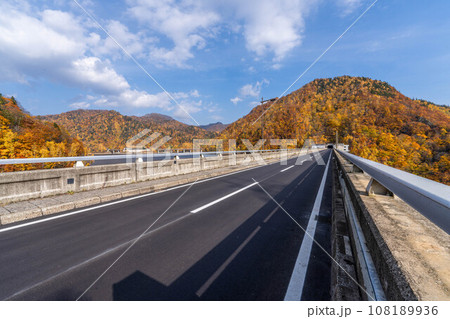 北海道　札幌　紅葉　定山渓　秋　温泉　さっぽろ湖　さっぽろ湖　二見吊り橋 108189936
