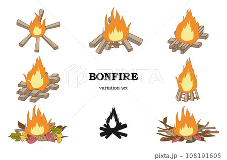焚き火のイラストセット 焚き火のイラストセット 108191605