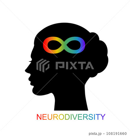Man head with rainbow infinity symbol Man head with rainbow infinity symbol 108191660