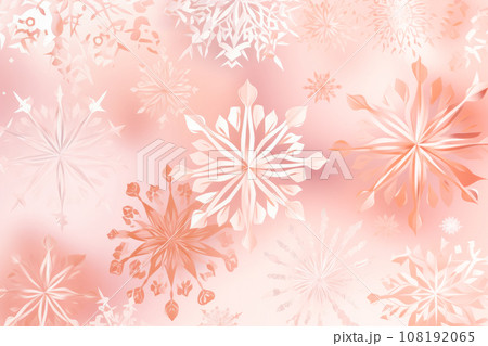 Pink Christmas background with snowflakes. Generative AI.	 108192065