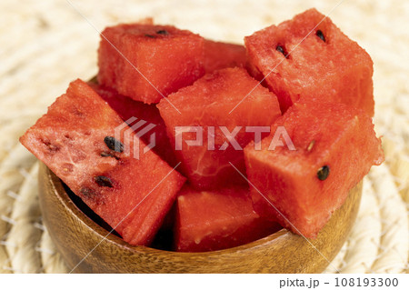 cut into pieces red ripe and juicy watermelon 108193300