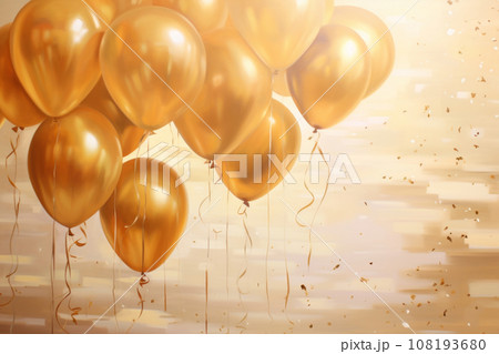 Festive background with golden balls and confetti. Festive background with golden balls and confetti. 108193680