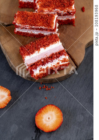 close up strawberry sweets and desserts, strawberry cake 108193968