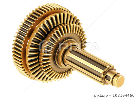 Golden cogwheel, 3D rendering 108194466