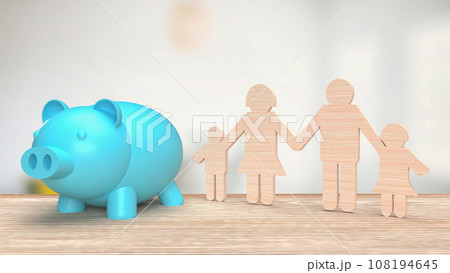 The Piggy Bank and family plate for earning concept 3d rendering The Piggy Bank and family plate for earning concept 3d rendering 108194645