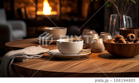 テーブルの上に置かれた食器の背景画像06 108194805